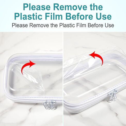 15 Pcs Clear Hard Shell Zipper Case Plastic Bins Transparent Double Zippers Hard Pouch Clear Plastic Storage Box Containers for Building Blocks Cosmetics, Puzzles(7.5 x 4 Inches) in Saudi Arabia
