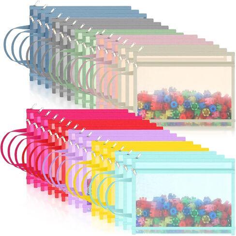 Marspark 30 Pack Classic Color Mesh Zipper Pouch Bags A4 Nylon Organizing Bags Breathable See Through Zipper Pouch with Handle for Office Games in Saudi Arabia