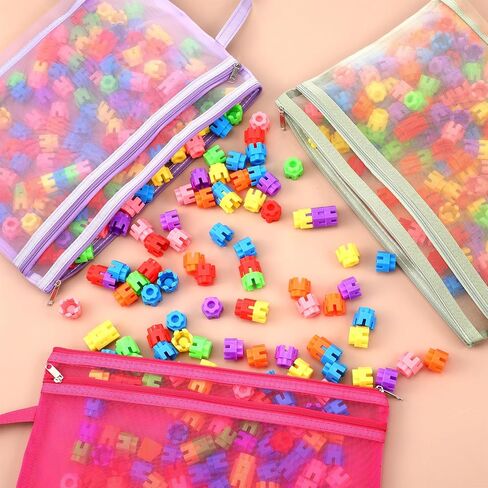 Marspark 30 Pack Classic Color Mesh Zipper Pouch Bags A4 Nylon Organizing Bags Breathable See Through Zipper Pouch with Handle for Office Games in Saudi Arabia