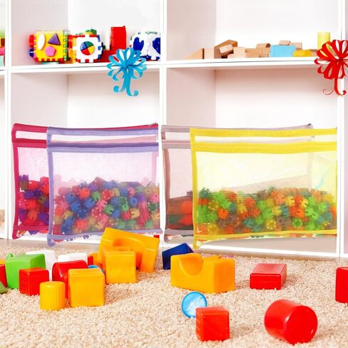 Marspark 30 Pack Classic Color Mesh Zipper Pouch Bags A4 Nylon Organizing Bags Breathable See Through Zipper Pouch with Handle for Office Games in Saudi Arabia
