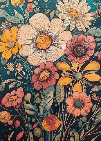 GUMITOON Diamond Painting Kits for Adults, Wildflowers 5D Diamond Art Painting by Numbers Kits,DIY Diamond Art Kits,Full Round Drill Diamond Painting Kit for Adults for Home Wall Decor,12x16 inch in Saudi Arabia