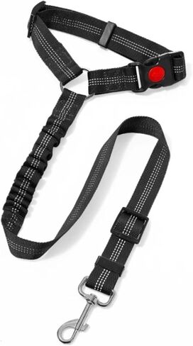 Cat and Dog Harness Pet Products car Fit for Seat Belt Dog Leash with Buffer Elastic Reflective Rope Leash Pet Traction Rope(Black) in Kuwait