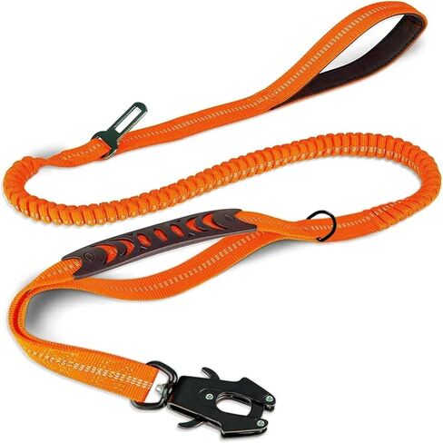 Cat and Dog Harness Reflective Shock Absorbing Pet Leashes with Car Seatbelt Large Dogs Heavy Duty Bungee Dog Leash No Pull Dog Leash Pet Traction Rope(Red) in Kuwait