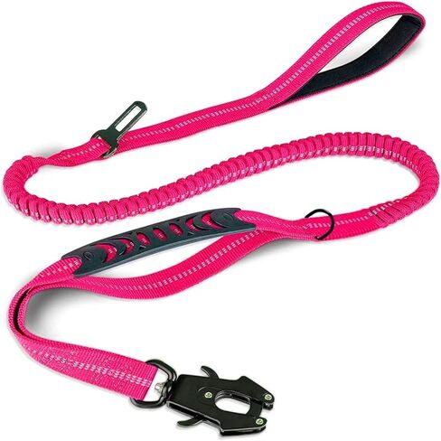 Cat and Dog Harness Reflective Shock Absorbing Pet Leashes with Car Seatbelt Large Dogs Heavy Duty Bungee Dog Leash No Pull Dog Leash Pet Traction Rope(Red) in Kuwait