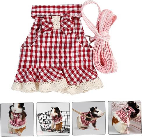 Totority Small Pet Vest and Leash Set for Ferrets and Hamsters Lightweight and Comfortable Design Fit for Outdoor Adventures Red Checkered in Saudi Arabia