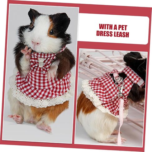 Totority Small Pet Vest and Leash Set for Ferrets and Hamsters Lightweight and Comfortable Design Fit for Outdoor Adventures Red Checkered in Saudi Arabia