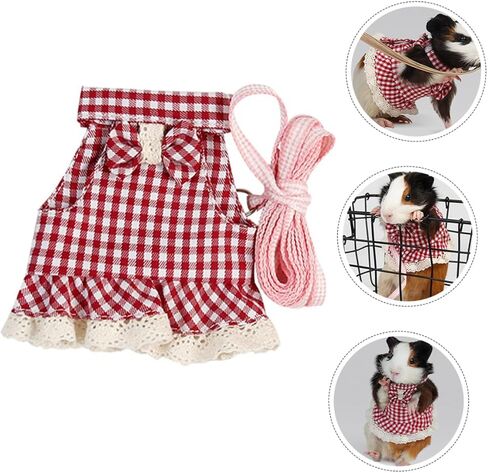 Totority Small Pet Vest and Leash Set for Ferrets and Hamsters Lightweight and Comfortable Design Fit for Outdoor Adventures Red Checkered in Saudi Arabia