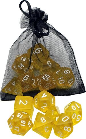 DND Dice Set -7 Polyhedral Dices Suitable for Dungeons&Dragons RPG, MTG Role Playing Table Games - Premium Quality, Durable, and Precision Balanced (Transparent Yellow) in Kuwait