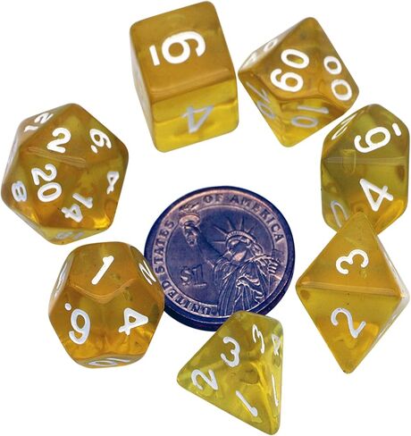 DND Dice Set -7 Polyhedral Dices Suitable for Dungeons&Dragons RPG, MTG Role Playing Table Games - Premium Quality, Durable, and Precision Balanced (Transparent Yellow) in Kuwait