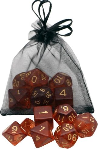 DND Dice Set -7 Polyhedral Dices Suitable for Dungeons&Dragons RPG, MTG Role Playing Table Games - Premium Quality, Durable, and Precision Balanced (Transparent Yellow) in Kuwait