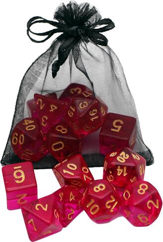 DND DICE SET -7 DICES POLYHEDRAL مناسبة للأبراج المحصنة آند دراغونز RPG ، MTG لعب ألعاب الطاولة - الجودة المتميزة ، دائمة ، ودقة متوازنة (أصفر شفاف) in Kuwait