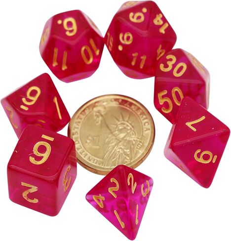 DND DICE SET -7 DICES POLYHEDRAL مناسبة للأبراج المحصنة آند دراغونز RPG ، MTG لعب ألعاب الطاولة - الجودة المتميزة ، دائمة ، ودقة متوازنة (أصفر شفاف) in Kuwait