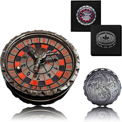Roulette Spinner لمجموعة DND Dice Set ، Dragon Metal D&D Dice مع حافظة هدايا للأبراج المحصنة ولعبة Dragon ، هدايا لعبة RPG Play Table (Black-Red ، 3-in-1) in Kuwait