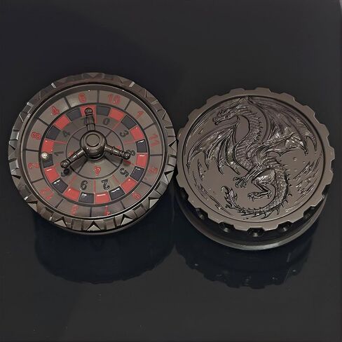 Roulette Spinner لمجموعة DND Dice Set ، Dragon Metal D&D Dice مع حافظة هدايا للأبراج المحصنة ولعبة Dragon ، هدايا لعبة RPG Play Table (Black-Red ، 3-in-1) in Kuwait