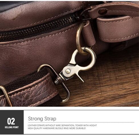 Haitpant Men Real Leather Vintage Large Capacity Travel Briefcase Business 15.6" Laptop Case Attache Messenger Bag in Saudi Arabia