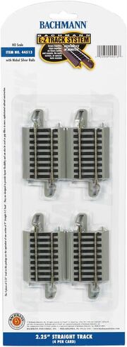 Bachmann Trains - Snap-Fit E-Z TRACK 2.25" STRAIGHT TRACK (4/card) - NICKEL SILVER Rail With Gray Roadbed - HO Scale in Saudi Arabia