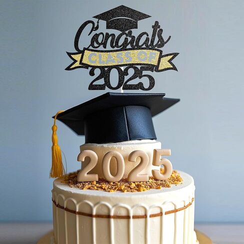 36Pcs 2025 Graduation Cupcake Toppers Class of 2025 Cupcake Picks Grad Cap Diploma Cake Decorations for 2025 Graduation Theme Party Cake Decorations Supplies-Black&Pink in Kuwait