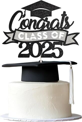 36pcs 2025 Cuckake Cupcake Toppers Class of 2025 Cupcake Picks Grad Cap Diploma Cake Decorations for 2025 Tervement Thief Party Cake Decorations Supplies Black & Pink in Kuwait