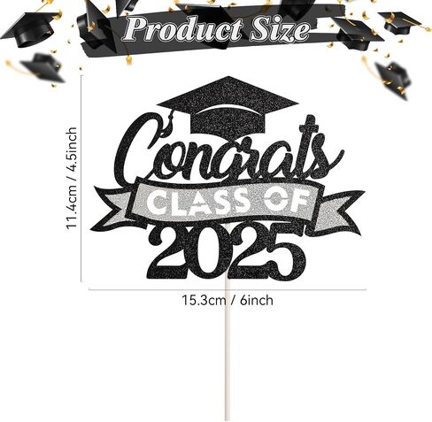 36pcs 2025 Cuckake Cupcake Toppers Class of 2025 Cupcake Picks Grad Cap Diploma Cake Decorations for 2025 Tervement Thief Party Cake Decorations Supplies Black & Pink in Kuwait