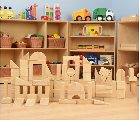 Playthings بناء CP-U305 مجموعات كتلة وحدة الخشب للأطفال- مجموعة متقدمة 85 كتل in Saudi Arabia