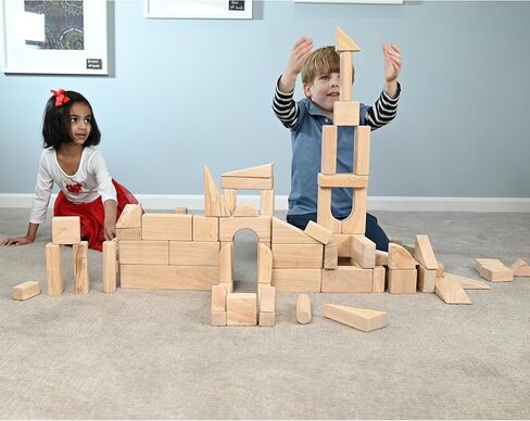 Playthings بناء CP-U305 مجموعات كتلة وحدة الخشب للأطفال- مجموعة متقدمة 85 كتل in Saudi Arabia