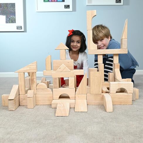Playthings بناء CP-U305 مجموعات كتلة وحدة الخشب للأطفال- مجموعة متقدمة 85 كتل in Saudi Arabia