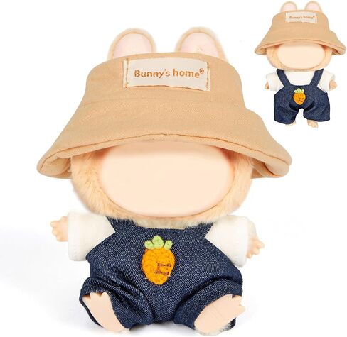 3-Piece Doll Clothes for 17cm Doll – Stylish Fisherman Hat Set, Kawaii Doll Outfits with Accessories for Collectors or Display - Navy Carrot (No Doll) in Kuwait