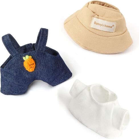3-Piece Doll Clothes for 17cm Doll – Stylish Fisherman Hat Set, Kawaii Doll Outfits with Accessories for Collectors or Display - Navy Carrot (No Doll) in Kuwait
