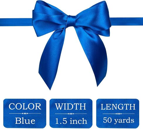1 1/2 Inch Royal Blue Satin Ribbon for Flower Bouquet, listones/Cinta para Flores eternas, Crafts, Gift Wrapping, 50 Yards in Saudi Arabia