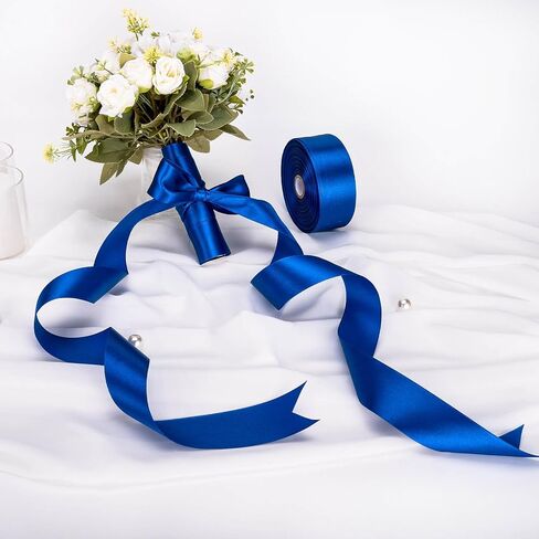 1 1/2 Inch Royal Blue Satin Ribbon for Flower Bouquet, listones/Cinta para Flores eternas, Crafts, Gift Wrapping, 50 Yards in Saudi Arabia