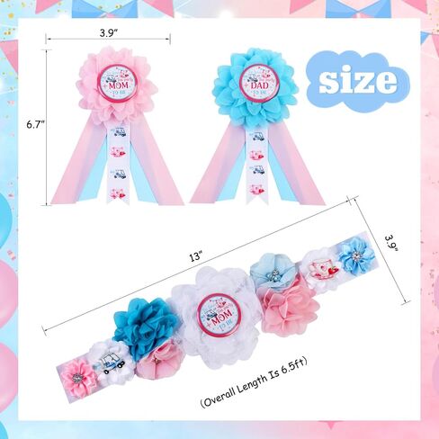 Boots or Bows Baby Shower Maternity Sash Kit - Cowboy or Cowgirl Theme Gender Reveal Party Belly Belt Corsage Pins, Wild Western Theme New Parents Pregnancy Photo Props Party Supplies in Saudi Arabia