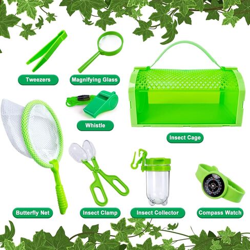 Kit Pug Casher Kit & Outdoor Explorer Kit for Kids ، 10 PCS Bug Catching Kit with Toy Cage ، Backpack ، Maning Glass ، Net Toy ، Outdoor Exploration Toys Gift for Boys Girls 3-12 in Kuwait