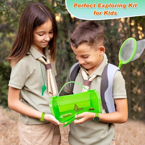 Kit Pug Casher Kit & Outdoor Explorer Kit for Kids ، 10 PCS Bug Catching Kit with Toy Cage ، Backpack ، Maning Glass ، Net Toy ، Outdoor Exploration Toys Gift for Boys Girls 3-12 in Kuwait