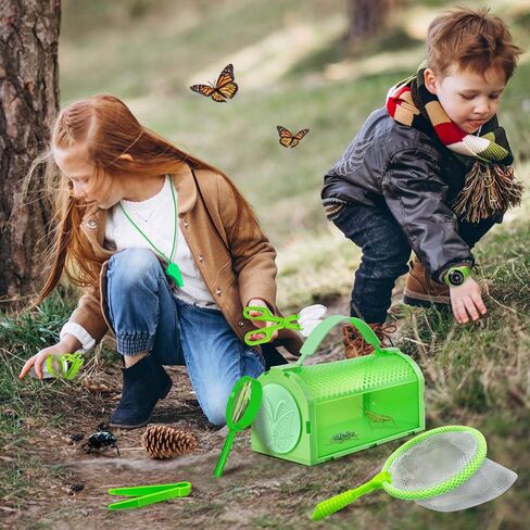 Kit Pug Casher Kit & Outdoor Explorer Kit for Kids ، 10 PCS Bug Catching Kit with Toy Cage ، Backpack ، Maning Glass ، Net Toy ، Outdoor Exploration Toys Gift for Boys Girls 3-12 in Kuwait