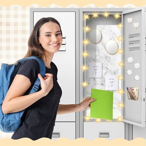 12 Pcs Locker Accessories Kit Magnetic Mirror Pen Holder Hook Whiteboard Wallpaper Magnet Rug Keychain String Light for Back to School Essentials Locker Decoration(Blue,Marble) in Saudi Arabia