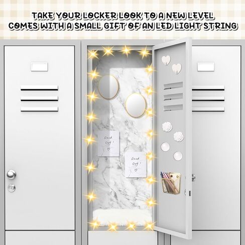 12 Pcs Locker Accessories Kit Magnetic Mirror Pen Holder Hook Whiteboard Wallpaper Magnet Rug Keychain String Light for Back to School Essentials Locker Decoration(Blue,Marble) in Saudi Arabia