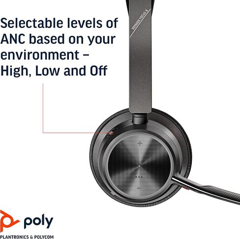 Poly - Voyager Focus 2 UC USB-A Headset with Stand (Plantronics) Bluetooth (Stereo) Boom Mic PC/Mac Compatible Active Noise Canceling Works w/ Teams, Zoom (Certified) & More, Black (Renewed) in Saudi Arabia