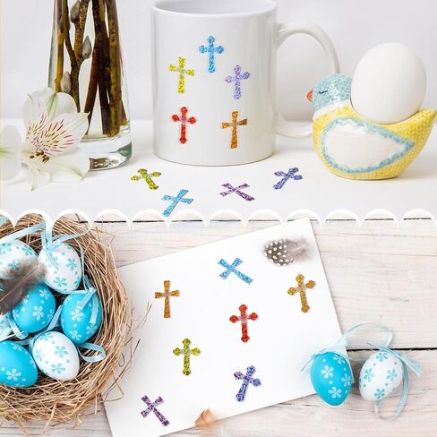 Ctosree 540 Pcs Glitter Crosses Stickers for Kids Dazzle Religious Sticker Christian Catholic Decals for Church VBS Sunday School Classroom Rewards Christian Party Favor in Saudi Arabia