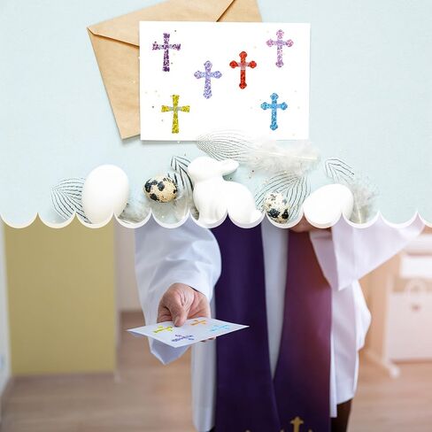Ctosree 540 Pcs Glitter Crosses Stickers for Kids Dazzle Religious Sticker Christian Catholic Decals for Church VBS Sunday School Classroom Rewards Christian Party Favor in Saudi Arabia