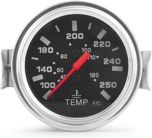 مؤشر Dyno Racing 2 بوصة 52 مم 12 فولت مقياس درجة حرارة الماء الميكانيكي (40-130 درجة مئوية، 110-265 درجة فهرنهايت)، عداد سيارة أصفر فاتح مع مستشعر NPT 1/2، طول سلك 1.8 متر in Kuwait