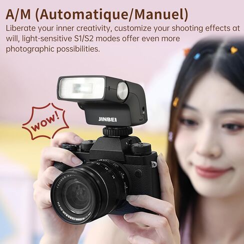 فلاش كاميرا ريترو 26 وات Hi-5، Speedlite GN16 مع أوضاع حساسة للصور S1/S2، CCT 6000K±200K، مدمج لكاميرات Sony Canon Nikon Fuji Olympus Hot Shoe in Kuwait