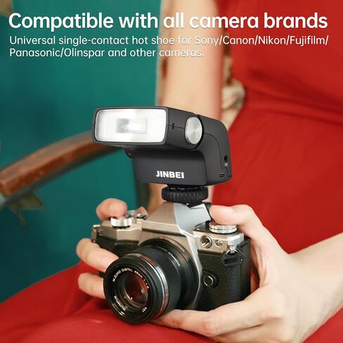 فلاش كاميرا ريترو 26 وات Hi-5، Speedlite GN16 مع أوضاع حساسة للصور S1/S2، CCT 6000K±200K، مدمج لكاميرات Sony Canon Nikon Fuji Olympus Hot Shoe in Kuwait