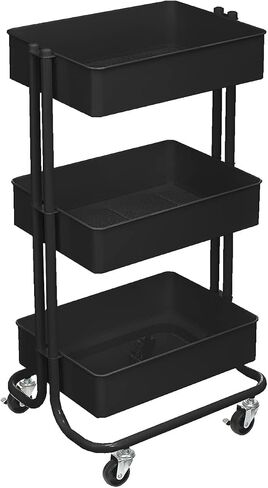 Simply Tidy Lexington Emerald 3-Tier Metal Rolling Cart Multi-Functional Storage Cart for Home, Office, and Kitchen - 1 Pack in Kuwait