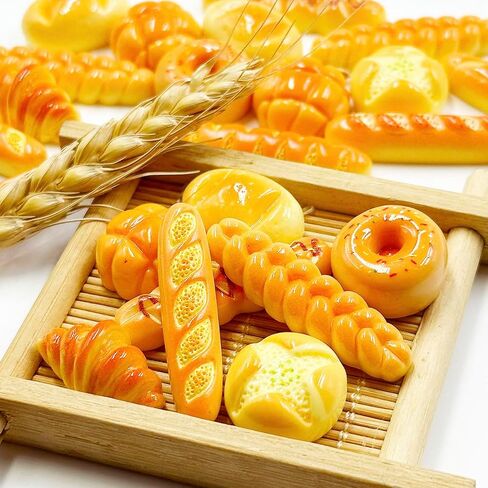 الخبز المزيف المصغر - 57pcs راتنج مخبز الخبز 1:12 خبز مصغرة كعكة باستري البيت الصغير إكسسوارات زخرفة الغذاء الاصطناعية نموذج طعام in Kuwait
