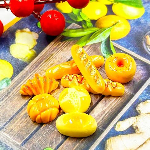 الخبز المزيف المصغر - 57pcs راتنج مخبز الخبز 1:12 خبز مصغرة كعكة باستري البيت الصغير إكسسوارات زخرفة الغذاء الاصطناعية نموذج طعام in Kuwait