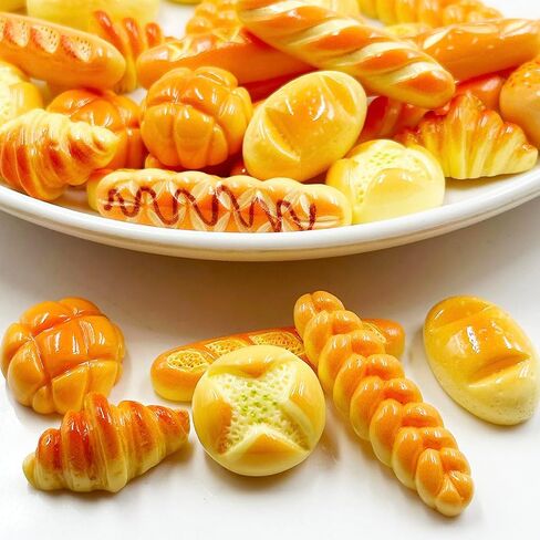الخبز المزيف المصغر - 57pcs راتنج مخبز الخبز 1:12 خبز مصغرة كعكة باستري البيت الصغير إكسسوارات زخرفة الغذاء الاصطناعية نموذج طعام in Kuwait