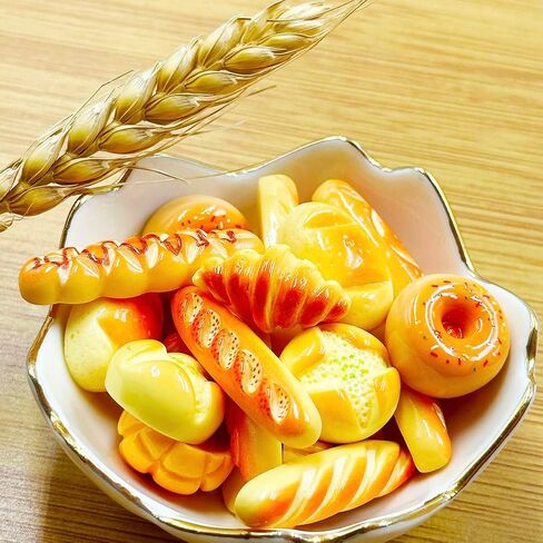 الخبز المزيف المصغر - 57pcs راتنج مخبز الخبز 1:12 خبز مصغرة كعكة باستري البيت الصغير إكسسوارات زخرفة الغذاء الاصطناعية نموذج طعام in Kuwait
