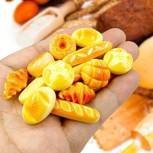 الخبز المزيف المصغر - 57pcs راتنج مخبز الخبز 1:12 خبز مصغرة كعكة باستري البيت الصغير إكسسوارات زخرفة الغذاء الاصطناعية نموذج طعام in Kuwait