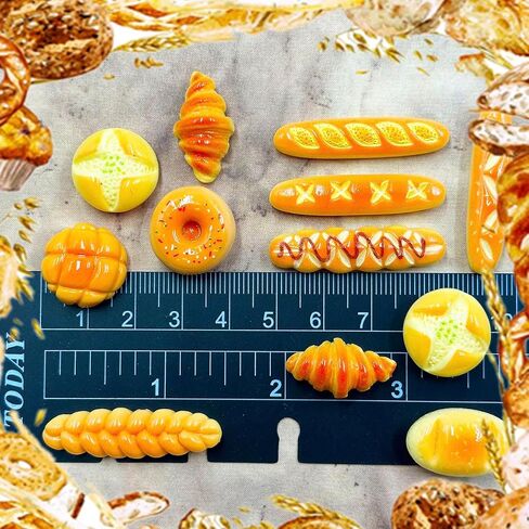 الخبز المزيف المصغر - 57pcs راتنج مخبز الخبز 1:12 خبز مصغرة كعكة باستري البيت الصغير إكسسوارات زخرفة الغذاء الاصطناعية نموذج طعام in Kuwait
