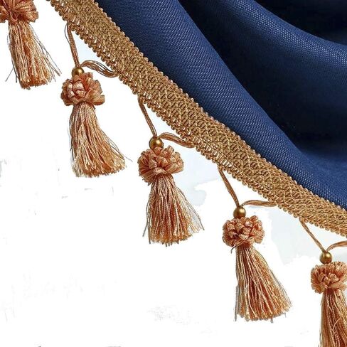 Fringe Trim Tassel,Crystal Beaded Pendant Tassel, for Curtain Clothing Decorative Sewing Supplies(Dark Yellow) in Kuwait